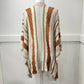 Umgee Open Knit Sweater Poncho Sz Med/Large Pink Blue Brown Boho Cardigan Drape