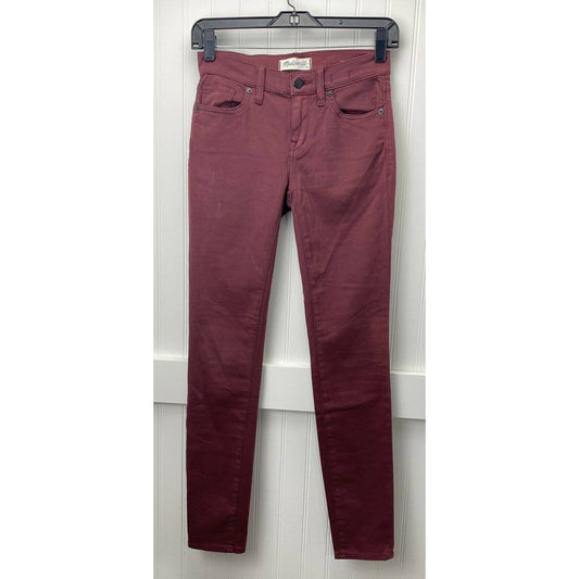 Madewell Skinny Skinny Jeans Womens 24 Lowrise Red Maroon Stretch Denim