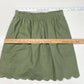 J. Crew Linen Blend Pull On Mini Skirt Sz 2 Green Lined Scalloped Hem Pockets