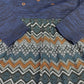 Anthropologie THML Boho Dress Sz Small Navy Blue Brown Embroidery Zig Zag