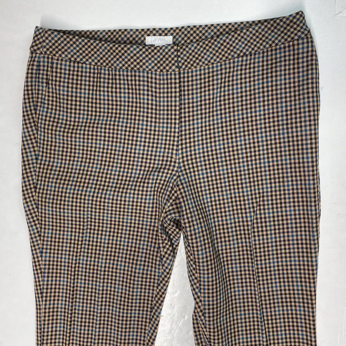 J.Jill Knit Slim Leg Pants Sz 10 Women Multicolor Checkered Premium Stretch