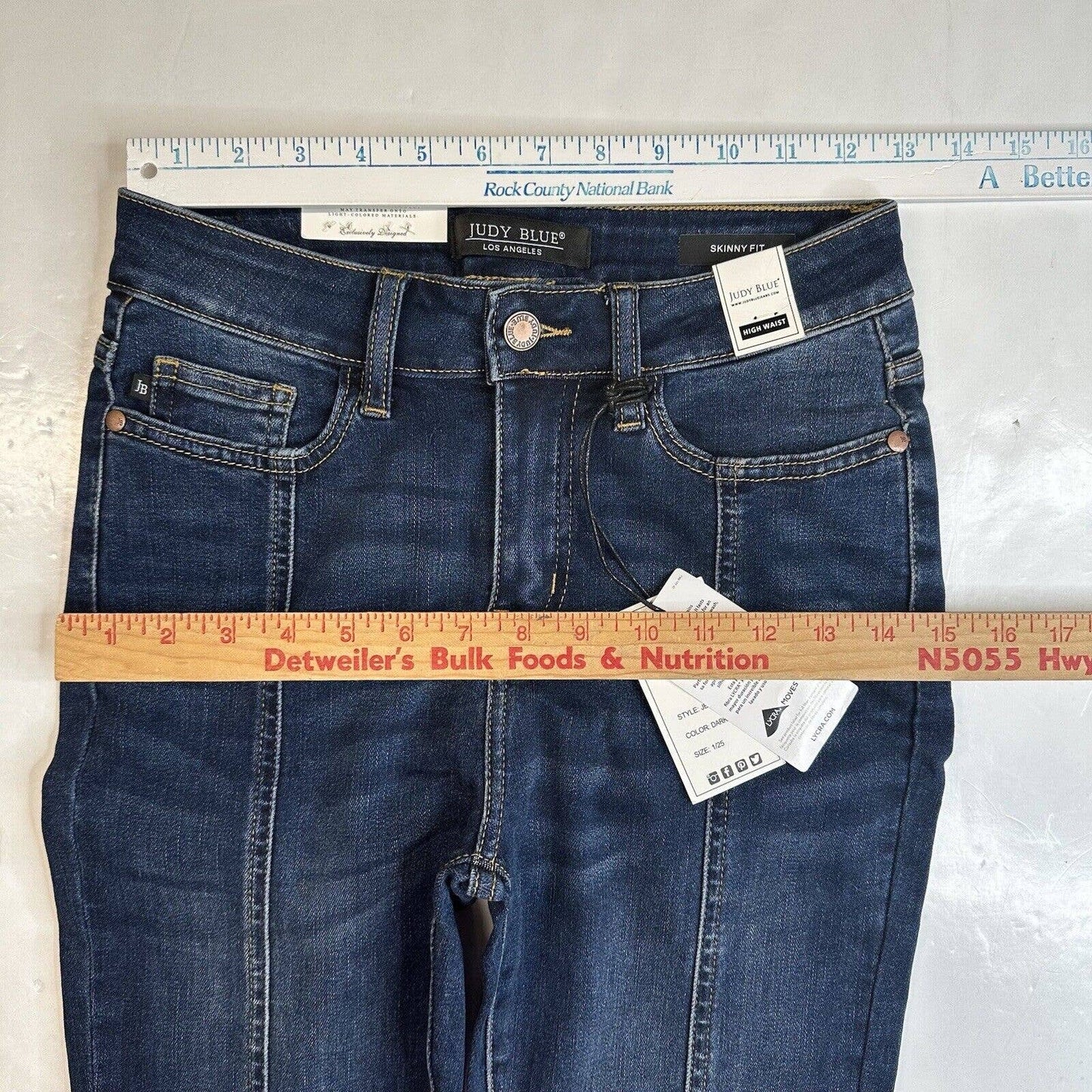 Judy Blue High Waist Skinny Jeans Womens 1/25 Blue Stretch Denim Mid Seams NEW