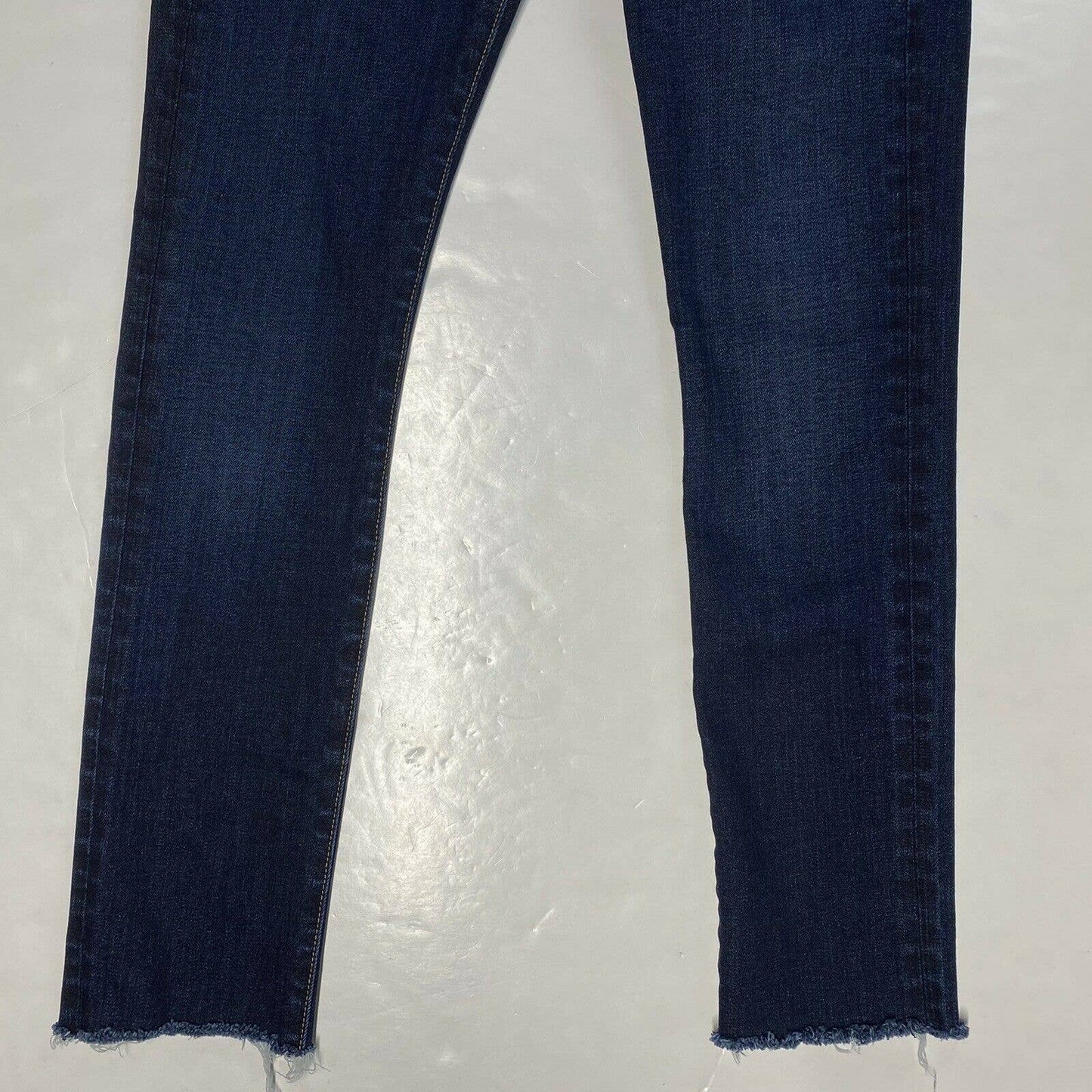 Veronica Beard Brooke Skinny Sz 26 Midrise Stretch Denim Jeans Dark Raw Hems EUC