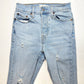 Levis Wedgie Skinny Ankle Jean 26 (US 2/3) Denim Button Fly Distress Fray *Flaw