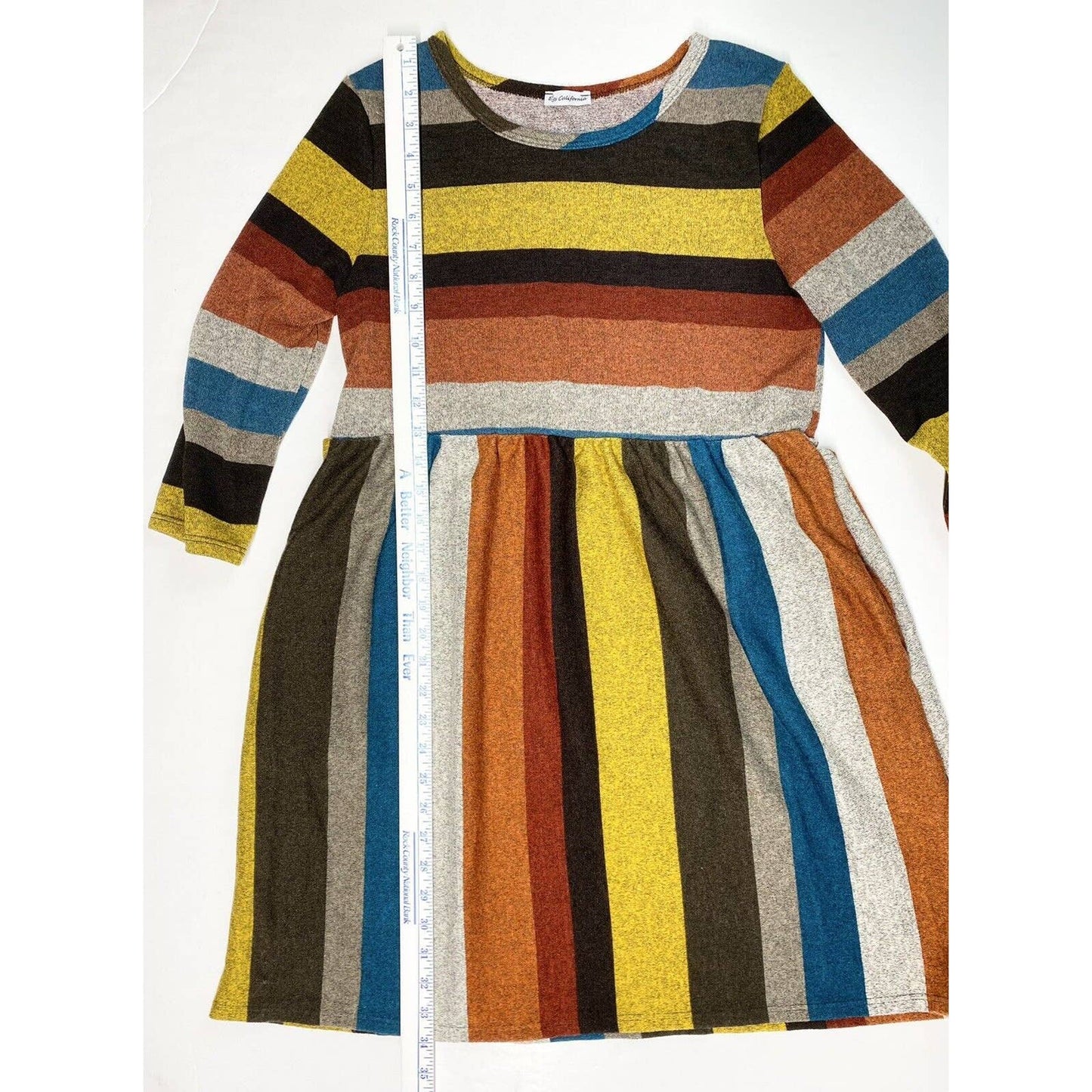 Egs California Fit & Flare Dress Sz Medium Colorful Stripes Colorblock Stretchy