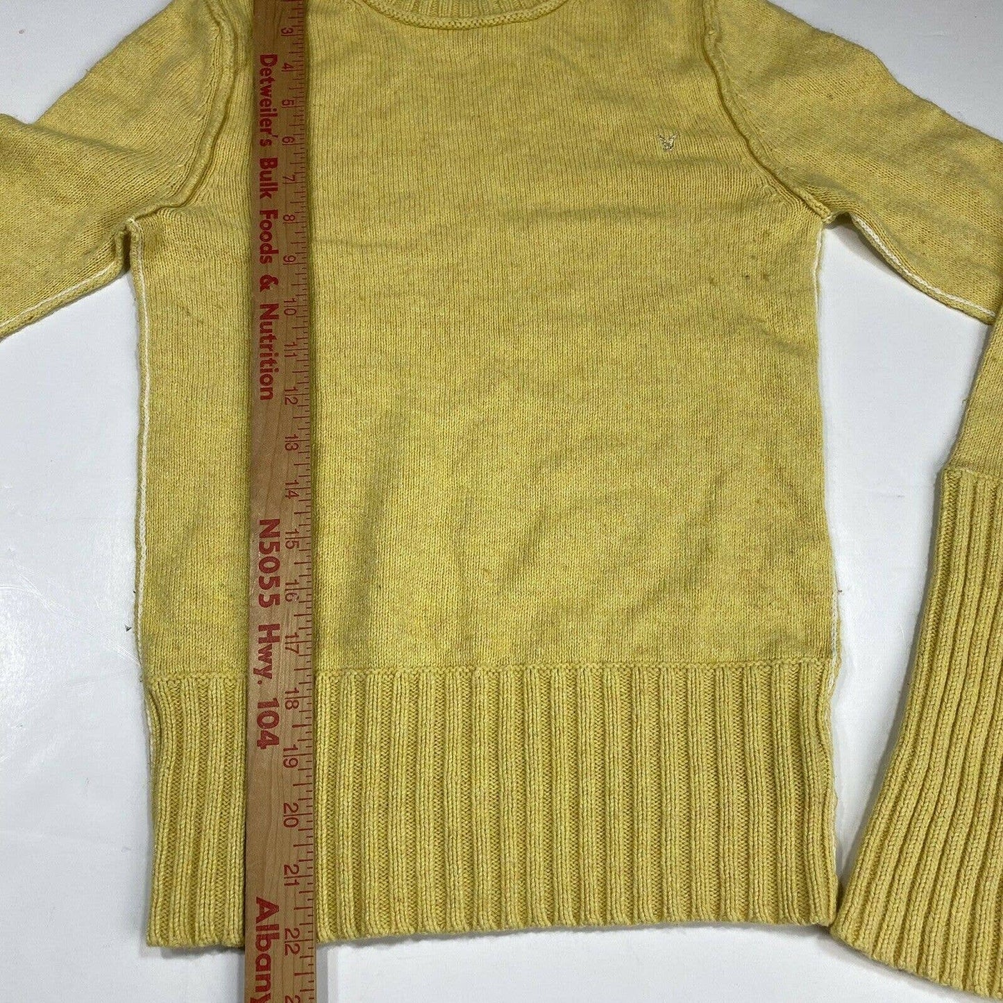 American Eagle Yellow Sweater Sz Small Womens Wool Angora Rabbit Hair Blend