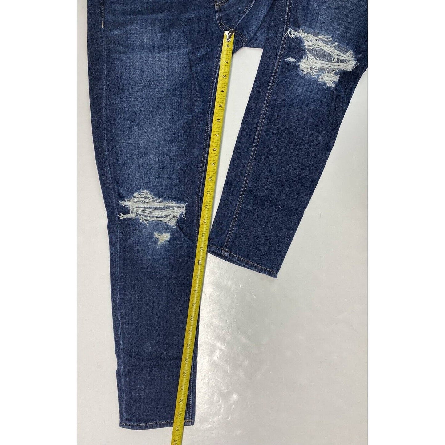 American Eagle Tomgirl Jeans Sz 2 Blue Denim Holes Button Fly *See Measurements