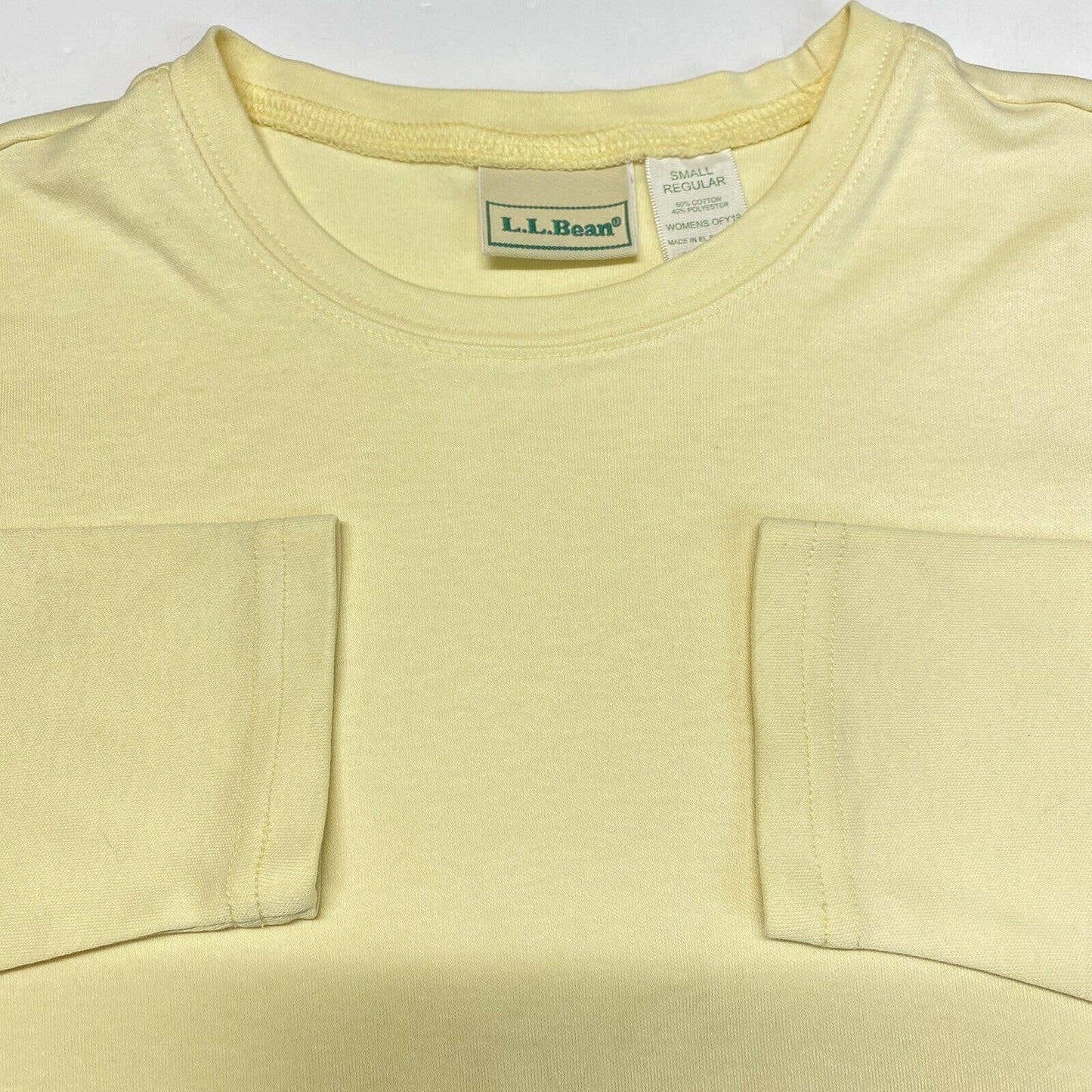 LL Bean Long Sleeve Crewneck Tee Shirt Sz Small Yellow Butter Casual Top EUC