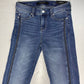 Liverpool The Crop Straight Sz 0/25 Stretch Denim Jeans Zipper Stripes Fray NEW