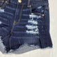 American Eagle Hi-Rise Shortie Sz 6 360 Super Stretch Denim Short Holes Fray EUC