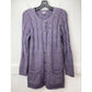 J Jill Button Up Cable Knit Cardigan XSmall Purple Lavender Long Chunky Sweater