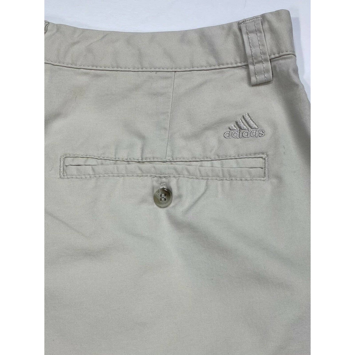 ADIDAS Sz 6 Womens Stretch Athletic Bermuda GOLF Shorts Beige Khaki 17”Long