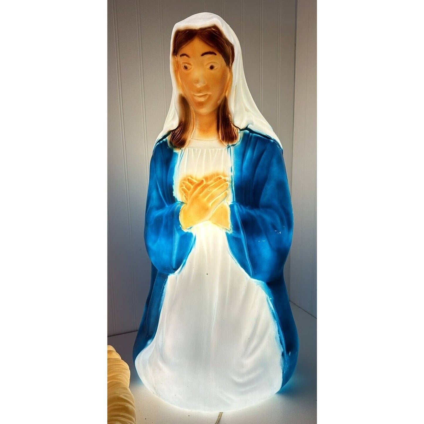 Vintage General Foam Products Nativity Blow Mold Mary Joseph Baby Jesus Lighted