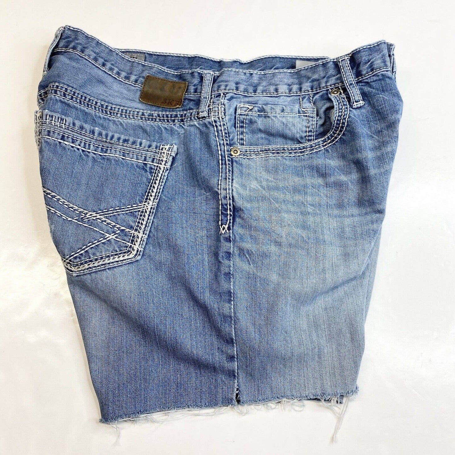 BKE Buckle Seth Cut Off Shorts Mens 36 Denim Blue Jean Short Distress Light Wash