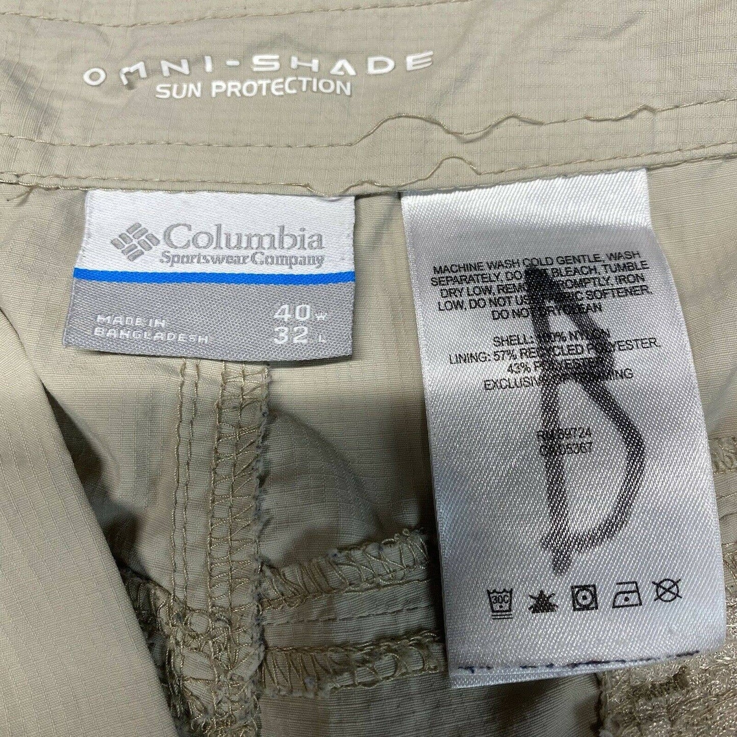 Columbia Cargo Convertible Hiking Pants Sz 40 Mens Beige Zip Off Shorts *Flaws