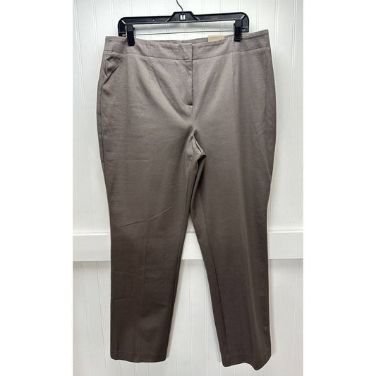 Chicos Caba Slim Leg Pants Sz 2 Short (US 12/Large) Taupe Brown Neutral Zip NEW