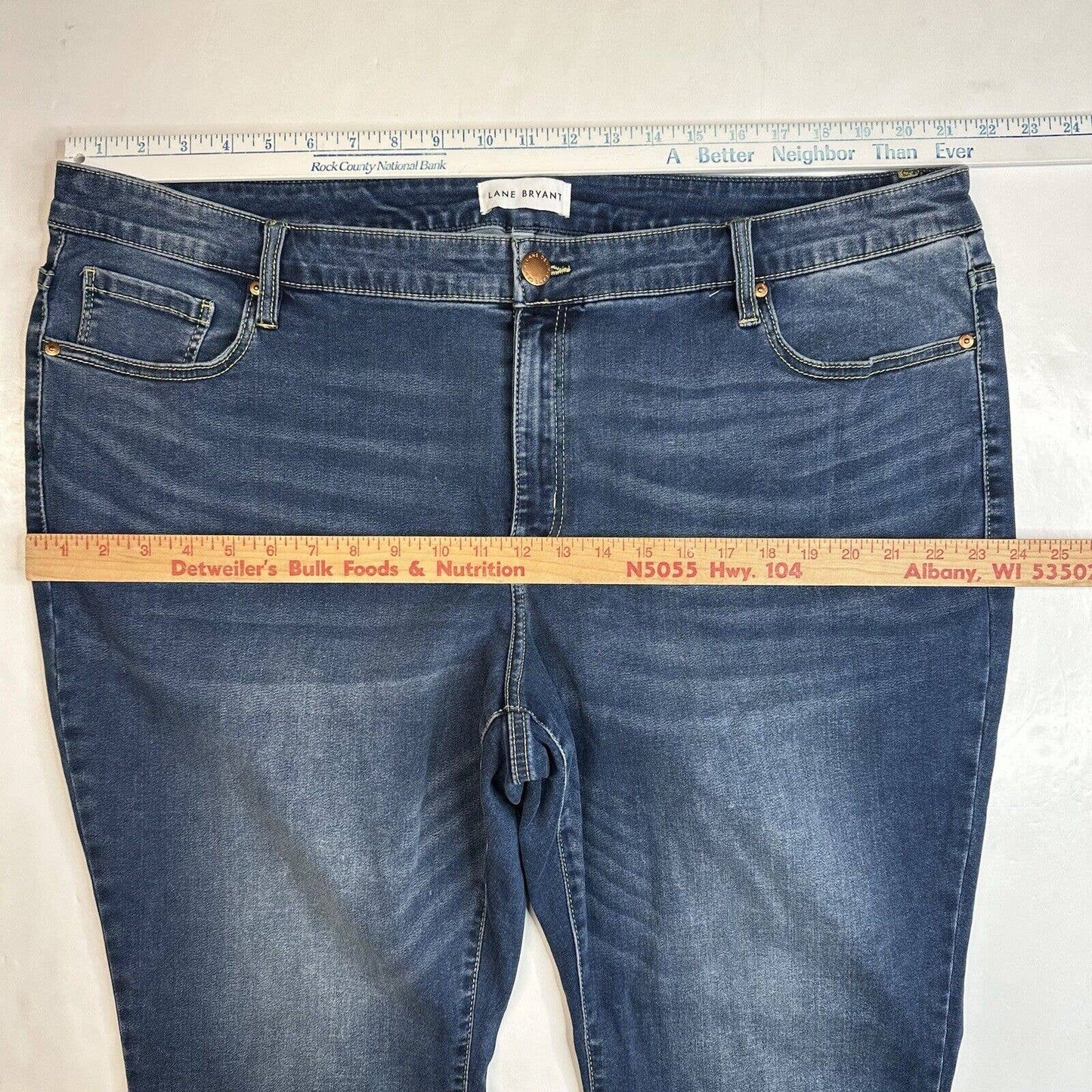 Lane Bryant Midrise Skinny Capri Jeans Sz 24 Flex Magic Waist Denim Blue Plus Sz