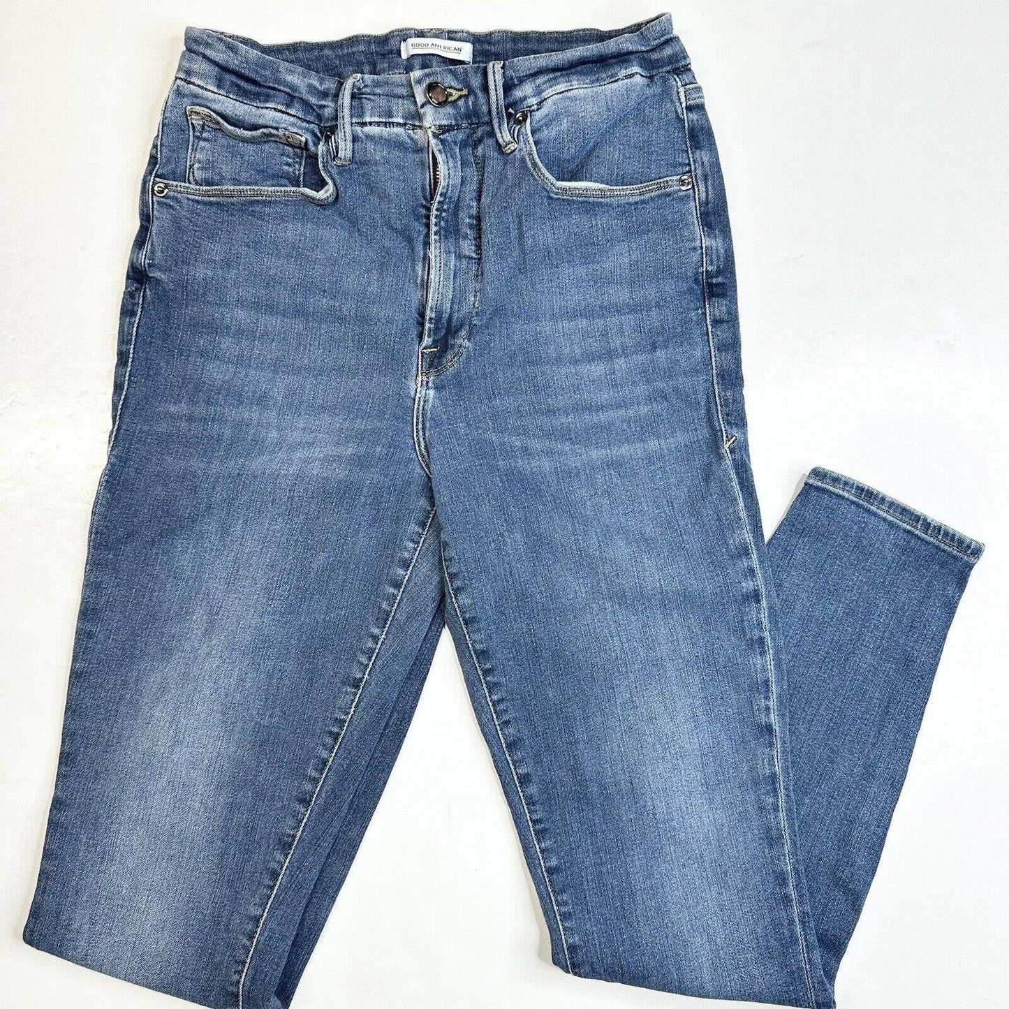 Good American Good Waist Jeans Sz 10/30 High Rise Skinny Stretch Denim *Flaw