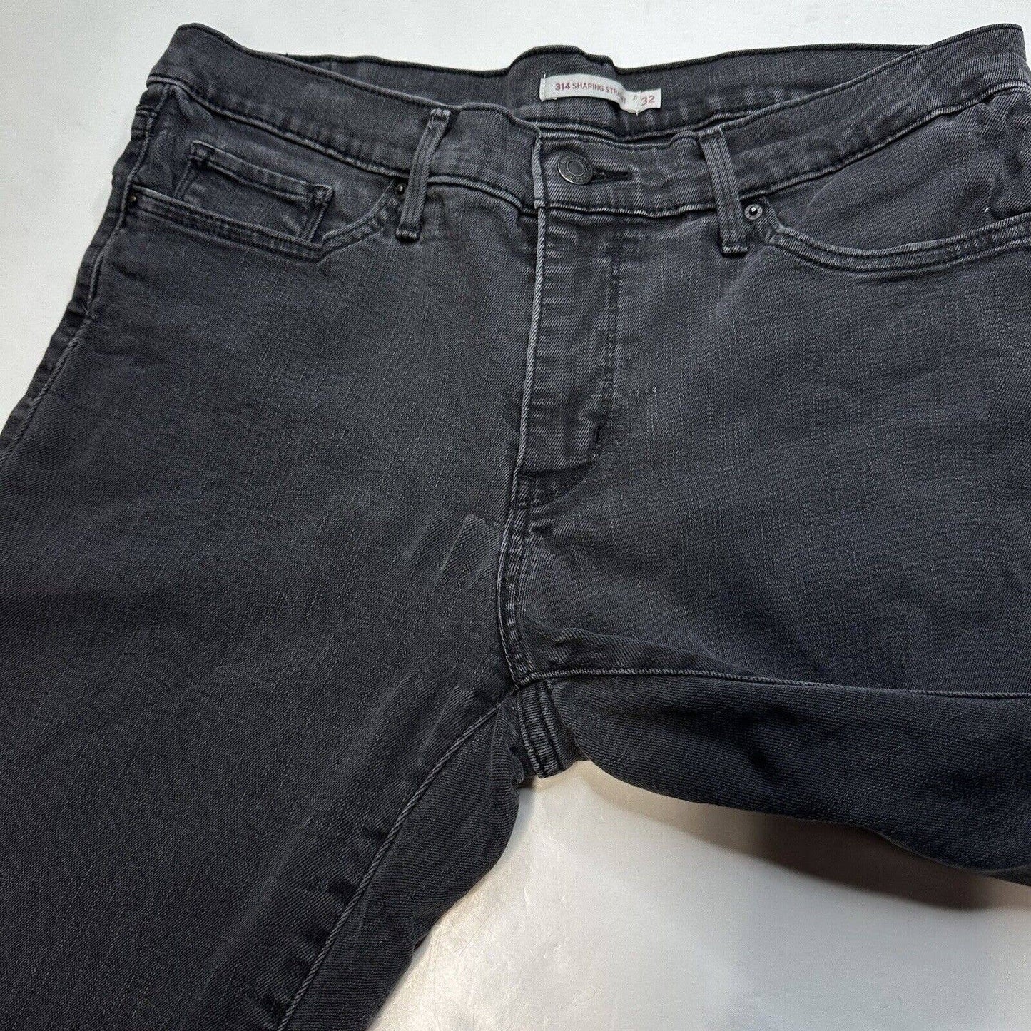 Levis 314 Shaping Straight Jeans Womens 32 (US 14/15) Stretch Faded Black Denim