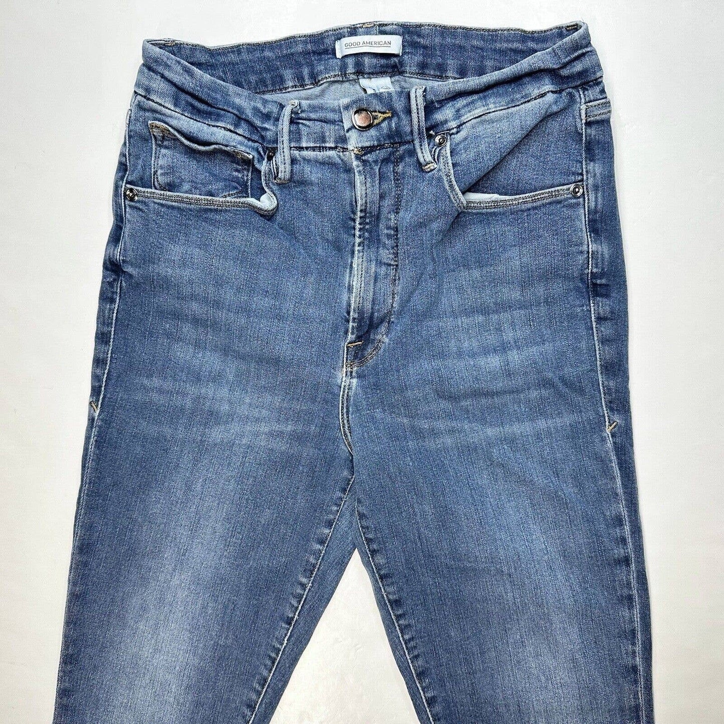 Good American Good Waist Jeans Sz 10/30 High Rise Skinny Stretch Denim *Flaw