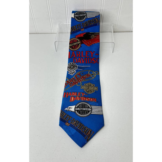 Vintage RM Style “Harley Davidson Decals” Motorcycles 100% Silk Necktie Tie