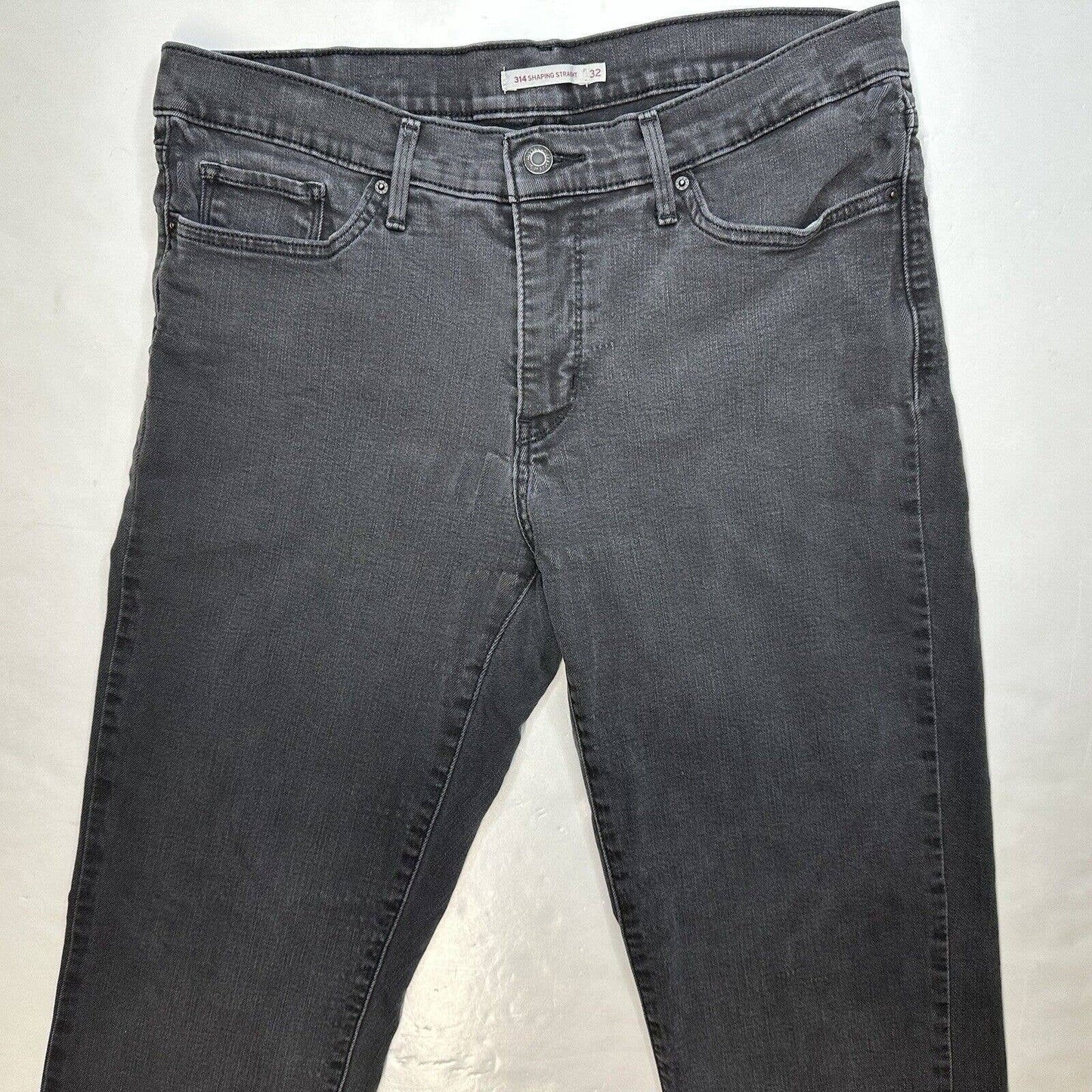 Levis 314 Shaping Straight Jeans Womens 32 (US 14/15) Stretch Faded Black Denim