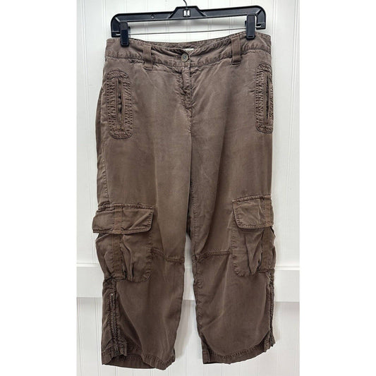 J Jill Cargo Crop Pants Womens 10 Petite Brown Tencell/Lyocell Casual Leisure